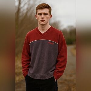 American Eagle Performace Vintage Y2k 100%Wool Vneck Sweater Mens‎ XL